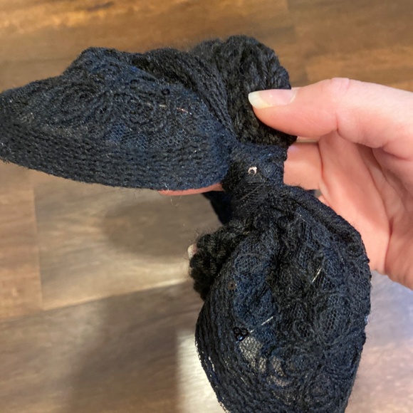 NEW BLACK ITALY DESIGN KNIT HEADBAND HEAD WRAP CROCHET SEQUIN BOW TURBAN 4\